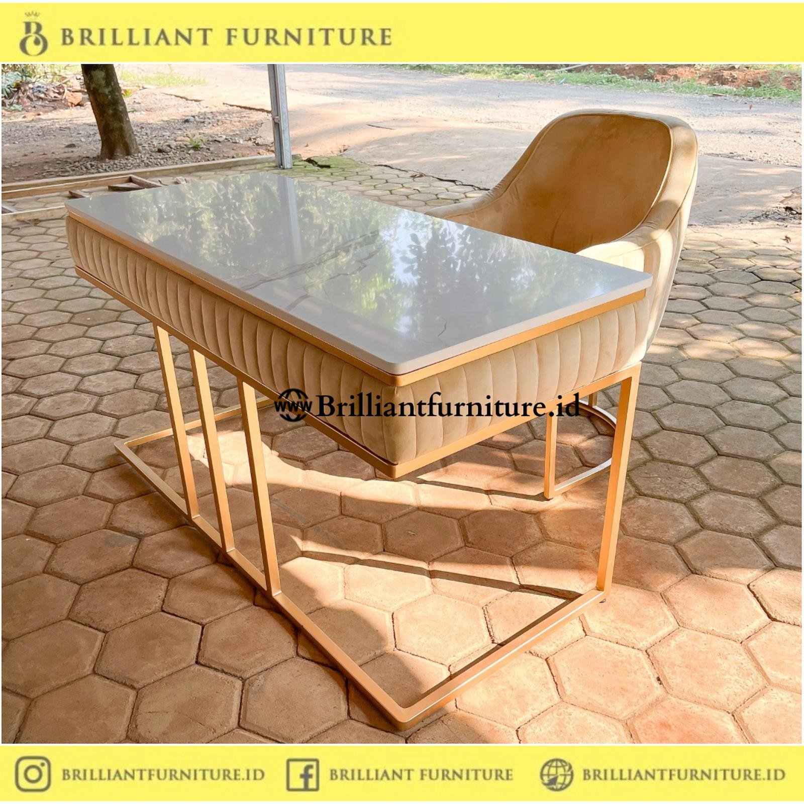 Meja Kerja Kantor Minimalis Modern TOP Marmer