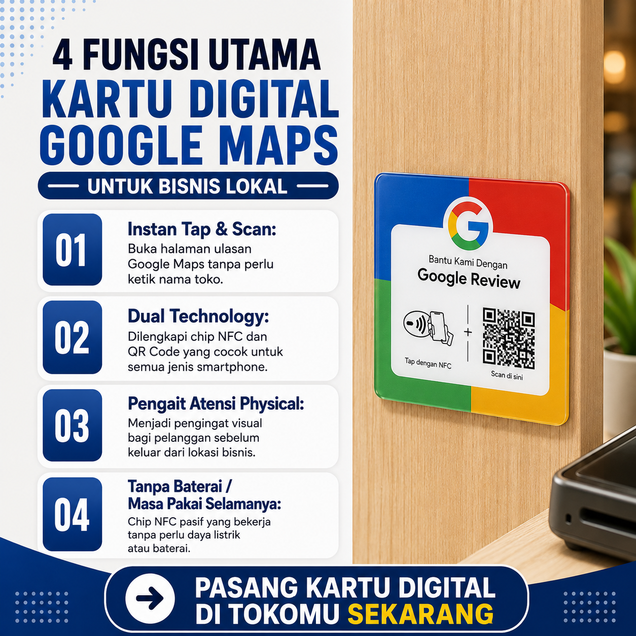 Kartu Digital Google Maps Review NFC & QR Code