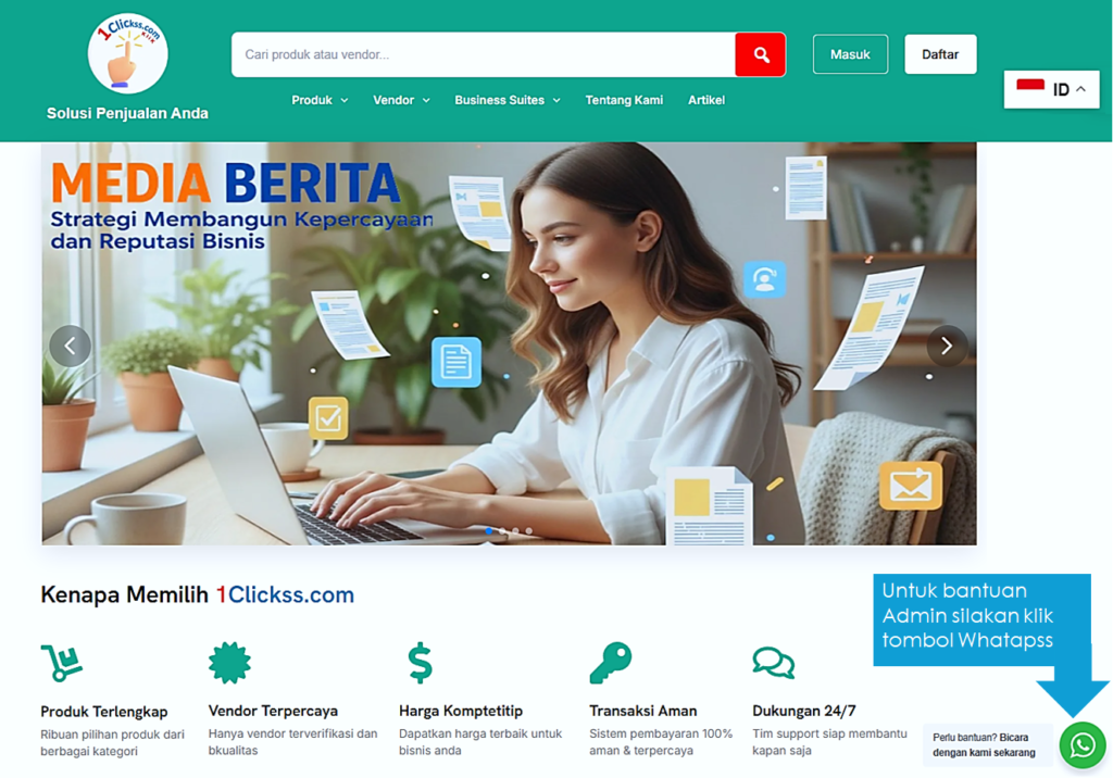 Klik Tombol Whatapps (WA) untuk bantuan Admin