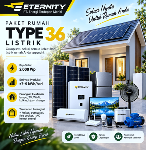 Erternity Paket Pasang Panel Surya untuk Rumah Type 36 Hemat Tagihan Listrik