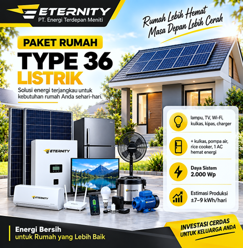 Erternity Paket Pasang Panel Surya untuk Rumah Type 36 Hemat Tagihan Listrik Erternity Paket Pasang Panel Surya untuk Rumah Type 36 Hemat Tagihan Listrik