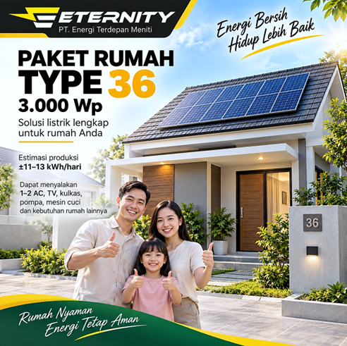 Erternity Paket Pasang Panel Surya untuk Rumah Type 36 Hemat Tagihan Listrik Erternity Paket Pasang Panel Surya untuk Rumah Type 36 Hemat Tagihan Listrik