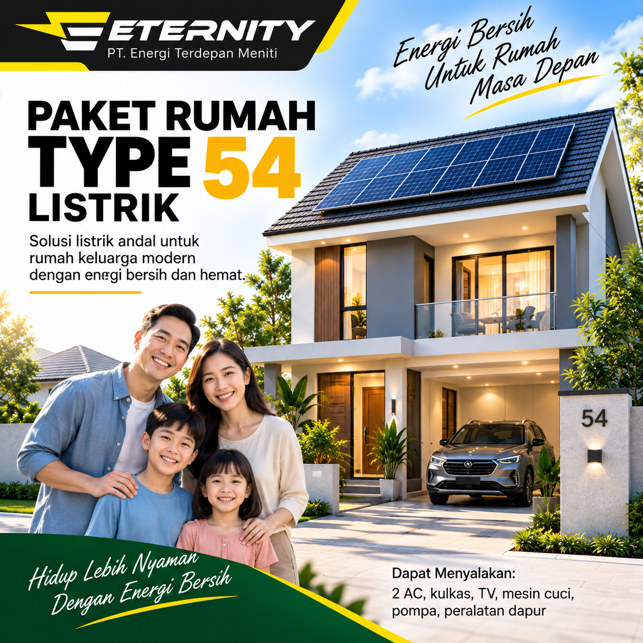 Erternity Paket Pasang Panel Surya untuk Rumah Type 54 Hemat Tagihan Listrik