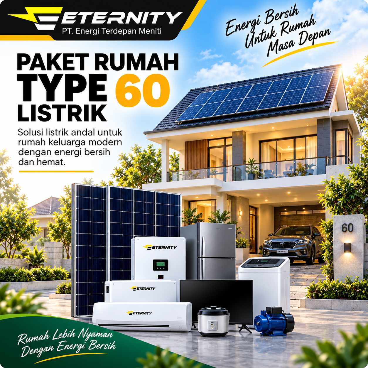 Erternity Paket Pasang Panel Surya untuk Rumah Type 60 Hemat Tagihan Listrik