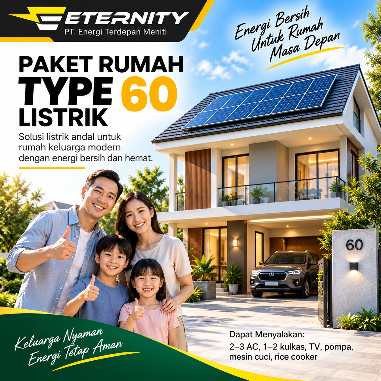 Erternity Paket Pasang Panel Surya untuk Rumah Type 60 Hemat Tagihan Listrik Erternity Paket Pasang Panel Surya untuk Rumah Type 60 Hemat Tagihan Listrik