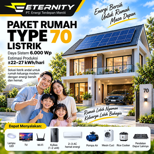 Erternity Paket Pasang Panel Surya untuk Rumah Type 70 Hemat Tagihan Listrik