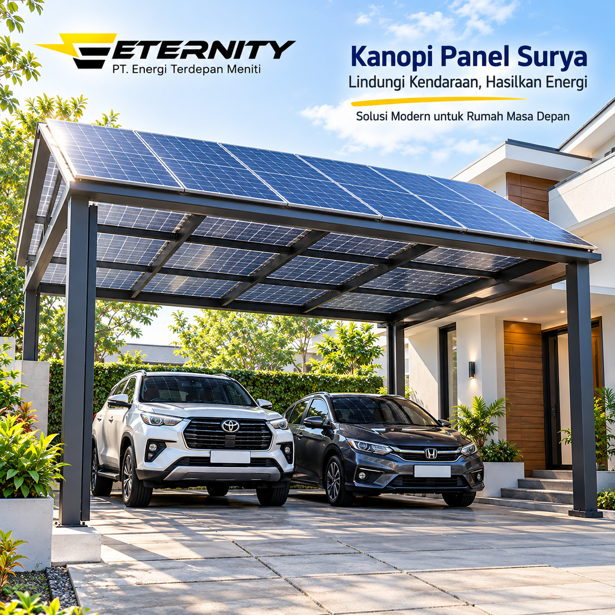 Panel Surya Kanopi Menghasilkan Listrik 70% Lebih Banyak Henat Tagihan Listrik