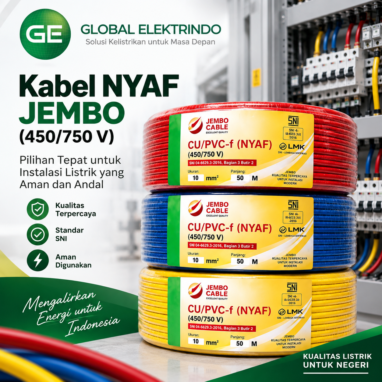 Jual Kabel Nyaf Jembo (450-750 V) Berkualitas Standar SNI