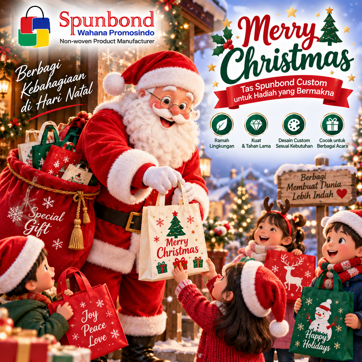 Custom Tas Spunbond Cocok Sebagai Kemasan Hampers Natal