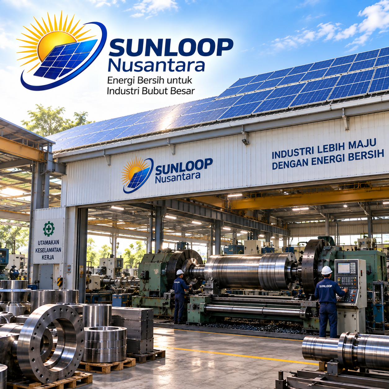 Sunloop Nusantar Pasang Panel Surya untuk Industri Geratis Alat