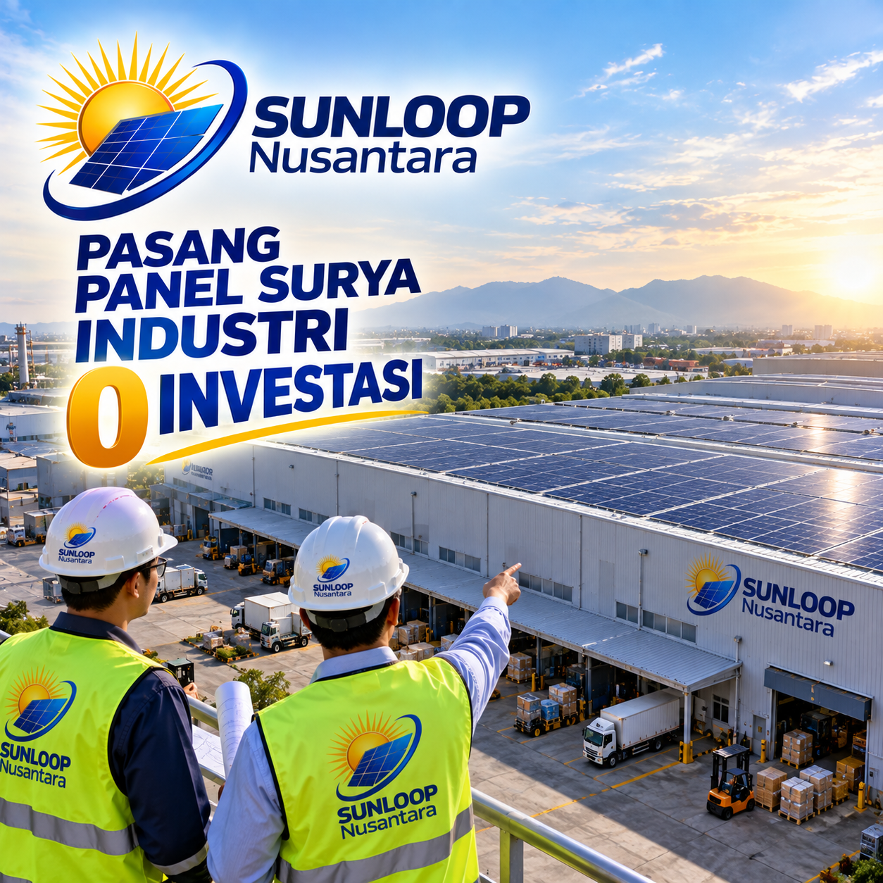 Pasang Panel Surya Industri Bebas Mantance dan Geratis Alat
