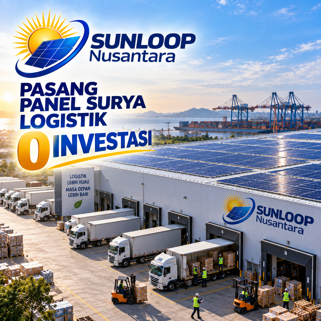 Pasang Panel Surya Industri Bebas Mantance dan Geratis Alat