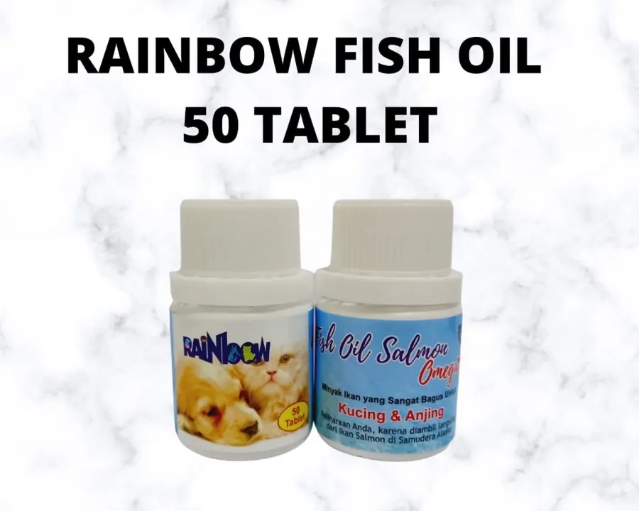 彩虹鱼油 50 片 - 狗和猫用多种维生素鱼油